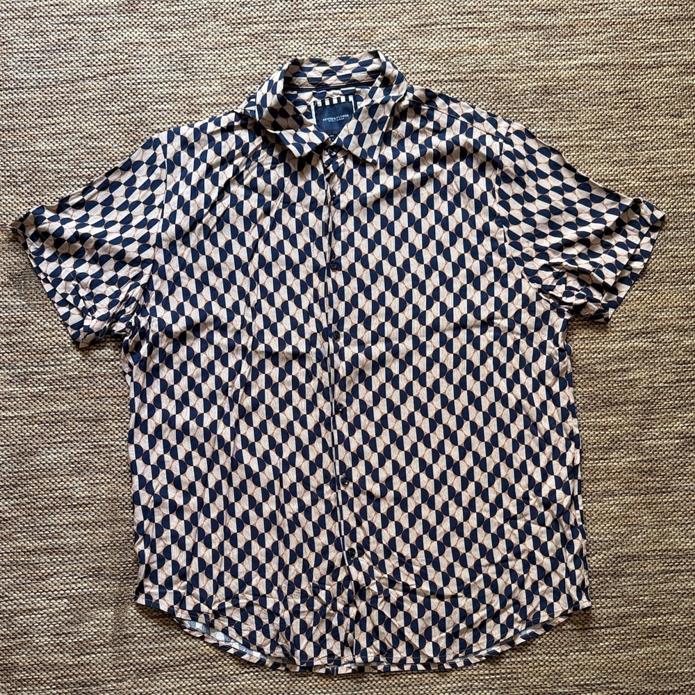 Denim & Flower Navy and Beige Geometric Shirt